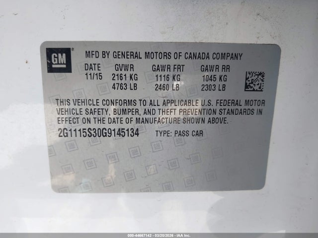 Chevrolet Impala 2lt 2016 2G1115S30G9145134 Image 9