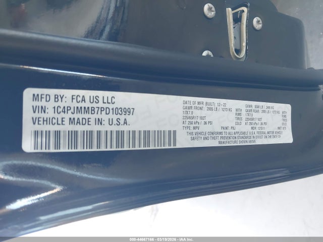 Продаж на аукціоні авто 2023 Jeep Cherokee Altitude Lux 4x4, vin: 1C4PJMMB7PD103997, номер лоту: 44667166