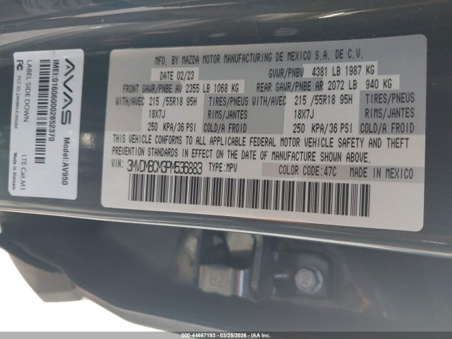Aukcja sprzedaży 2023 Mazda Cx-30 2.5 S Carbon Edition, vin: 3MVDMBCM3PM536883, numer aukcji: 44667193