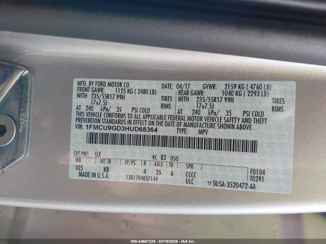 2017 FORD ESCAPE 1FMCU9GD3HUD68364 Photo 8