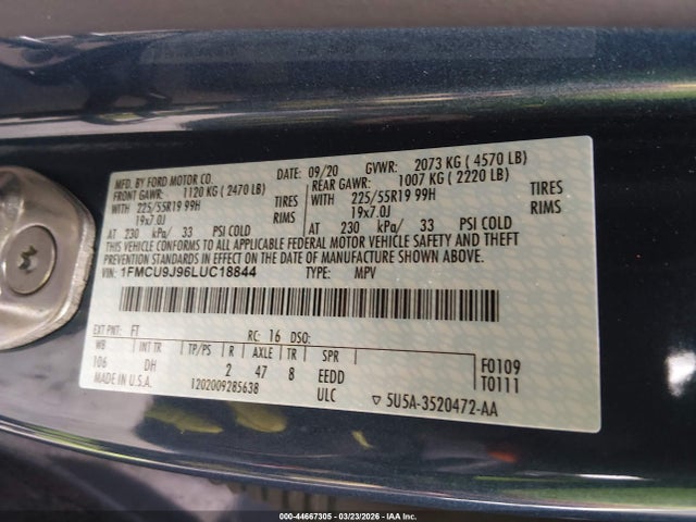 Ford Escape Titanium 2020 1FMCU9J96LUC18844 Image 9