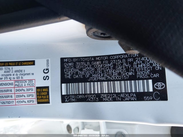 Toyota COROLLA LE 2022 JTDEPMAE7N3002157 Image 9