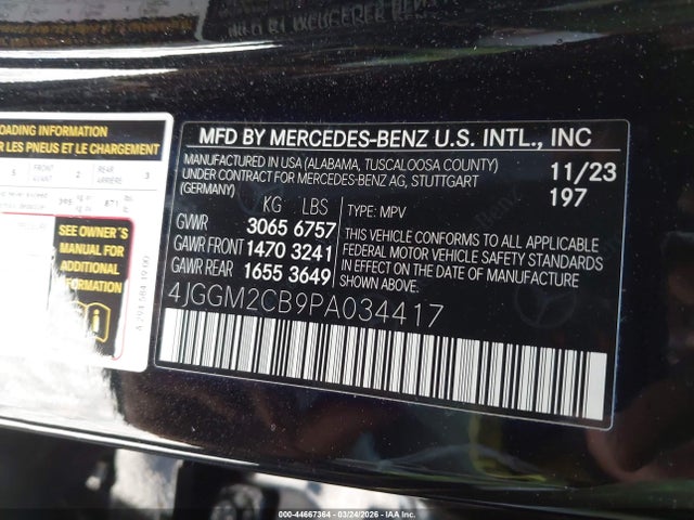 4JGGM2CB9PA034417 Mercedes-Benz Eqe 500 Suv 4matic