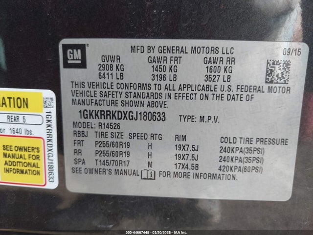 1GKKRRKDXGJ180633 GMC Acadia Slt-1