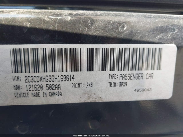 44667448 :رقم المزاد ، 2C3CDXHG3GH169614 vin ، 2016 Dodge Charger Sxt مزاد بيع