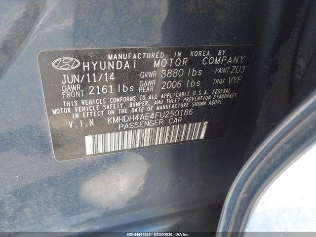 Aukcja sprzedaży 2015 Hyundai Elantra Se, vin: KMHDH4AE4FU250186, numer aukcji: 44667552