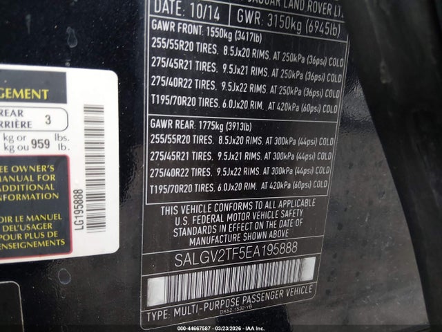 2014 LAND ROVER RANGE ROVER SALGV2TF5EA195888 Photo 8
