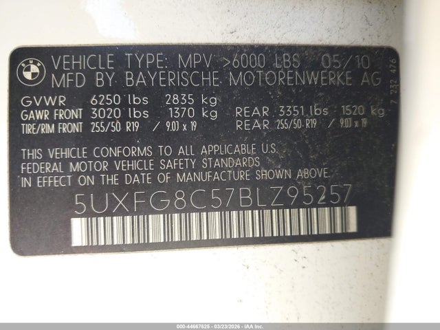 Продажа на аукционе авто 2011 Bmw X6 Xdrive50i, vin: 5UXFG8C57BLZ95257, номер лота: 44667625