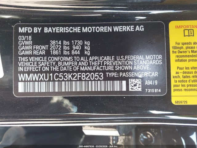 WMWXU1C53K2F82053 Mini Hardtop Cooper