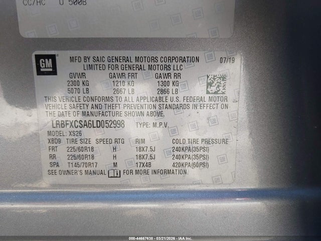 Buick Envision Fwd Essence 2020 LRBFXCSA6LD052998 Image 9