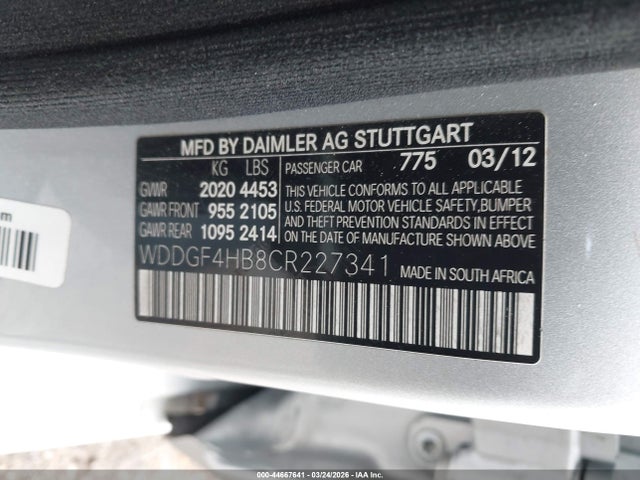 Продажа на аукционе авто 2012 Mercedes-benz C 250 Sport, vin: WDDGF4HB8CR227341, номер лота: 44667641