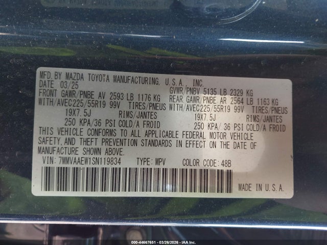 44667651 :رقم المزاد ، 7MMVAAEW1SN119834 vin ، 2025 Mazda Cx-50 Hybrid Premium Plus Package مزاد بيع