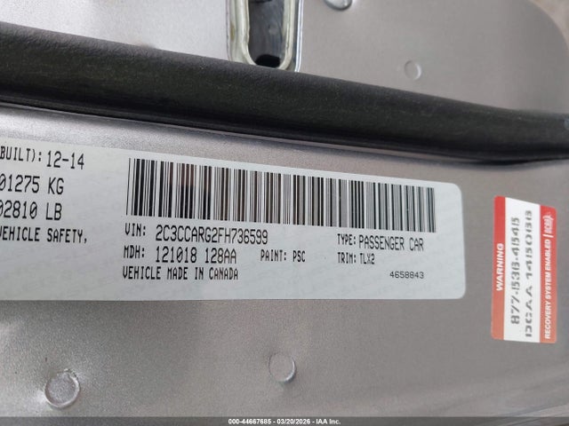 Продажа на аукционе авто 2015 Chrysler 300 Limited, vin: 2C3CCARG2FH736599, номер лота: 44667685
