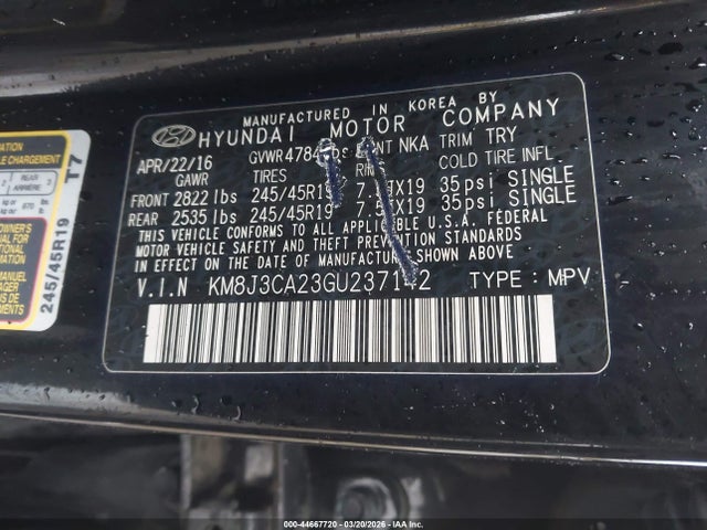 2016 HYUNDAI TUCSON KM8J3CA23GU237142 Photo 8