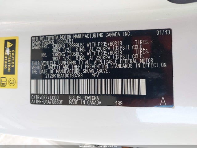 Продаж на аукціоні авто 2013 Lexus Rx 350, vin: 2T2BK1BA4DC193789, номер лоту: 44667723
