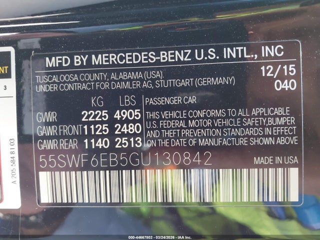 55SWF6EB5GU130842 Mercedes-Benz C 450 Amg 4matic