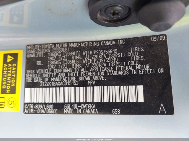 Продажа на аукционе авто 2010 Lexus Rx 350, vin: 2T2ZK1BAXAC015153, номер лота: 44667851