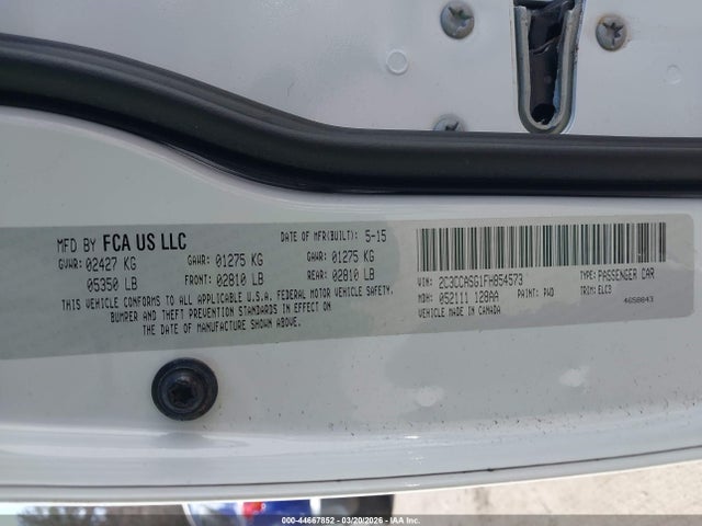 44667852 :رقم المزاد ، 2C3CCASG1FH854573 vin ، 2015 Chrysler 300c Platinum Awd مزاد بيع