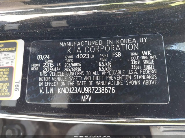 Продажа на аукционе авто 2024 Kia Soul Lx, vin: KNDJ23AU9R7238676, номер лота: 44667917