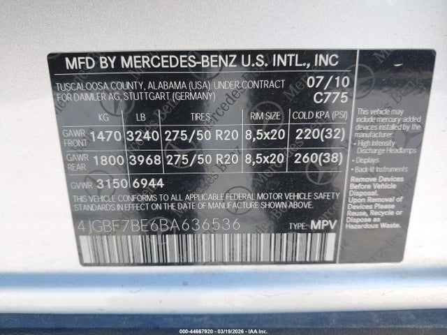 2011 MERCEDES-BENZ GL 450 4JGBF7BE6BA636536 Photo 8