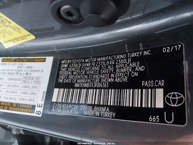 NMTKHMBXXJR004363 Toyota C-hr Xle Premium