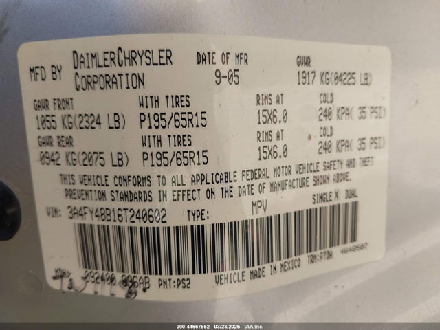 2006 CHRYSLER PT CRUISER 3A4FY48B16T240602 Photo 8