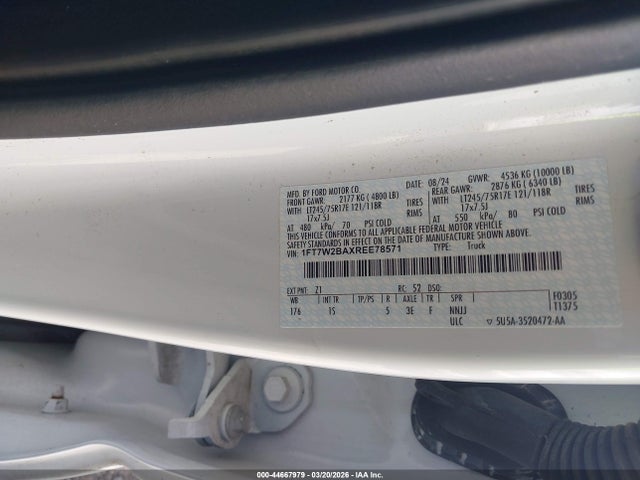 Aukcja sprzedaży 2024 Ford F-250 Xl, vin: 1FT7W2BAXREE78571, numer aukcji: 44667979