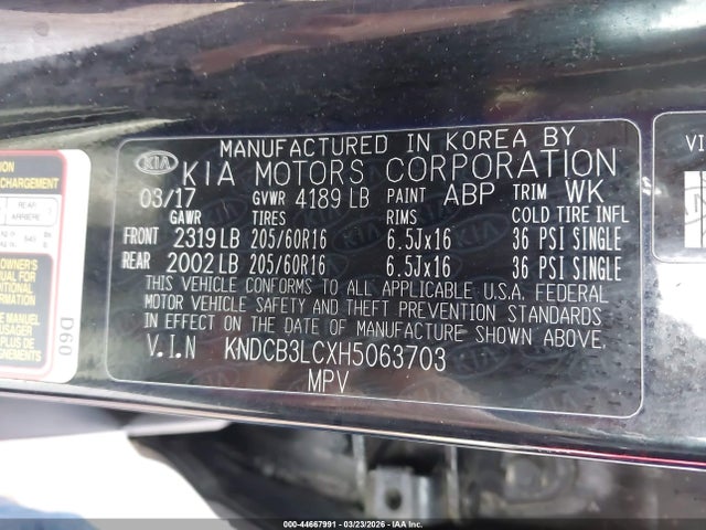 44667991 :رقم المزاد ، KNDCB3LCXH5063703 vin ، 2017 Kia Niro Lx مزاد بيع
