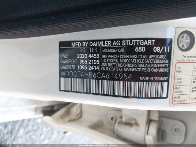 Aukcja sprzedaży 2012 Mercedes-benz C 250 Sport, vin: WDDGF4HB6CA614954, numer aukcji: 44668015