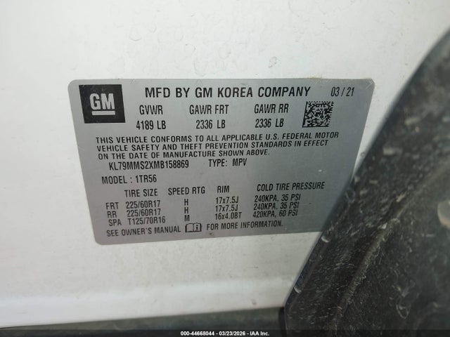 KL79MMS2XMB158869 Chevrolet Trailblazer Fwd Ls