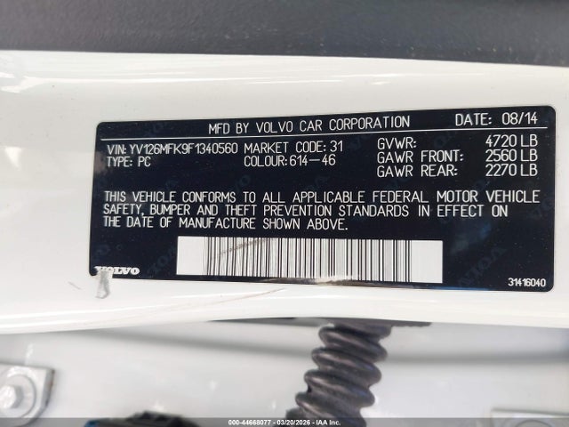 YV126MFK9F1340560 Volvo S60 T5 Premier