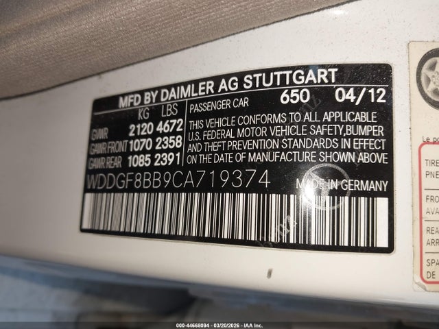 Aukcja sprzedaży 2012 Mercedes-benz C 300 Sport 4matic, vin: WDDGF8BB9CA719374, numer aukcji: 44668094