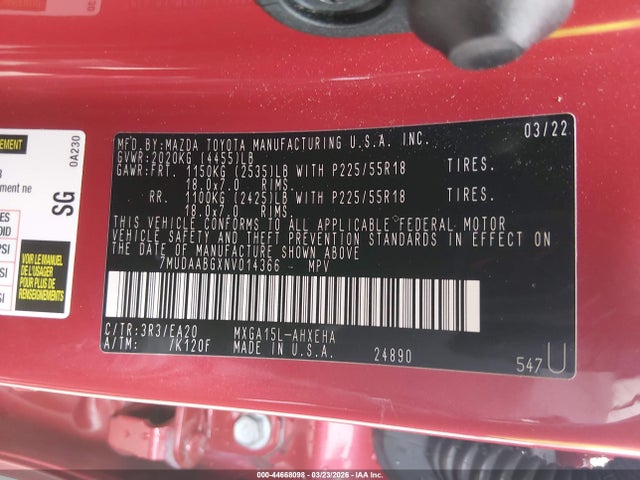 2022 TOYOTA COROLLA CROSS 7MUDAABGXNV014366 Photo 8