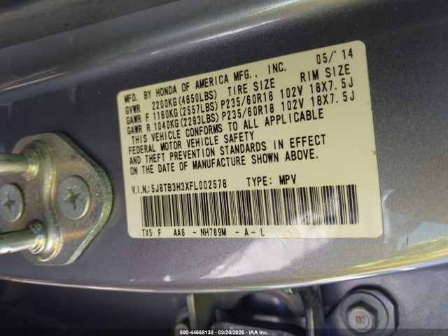 2015 ACURA RDX 5J8TB3H3XFL002578 Photo 8