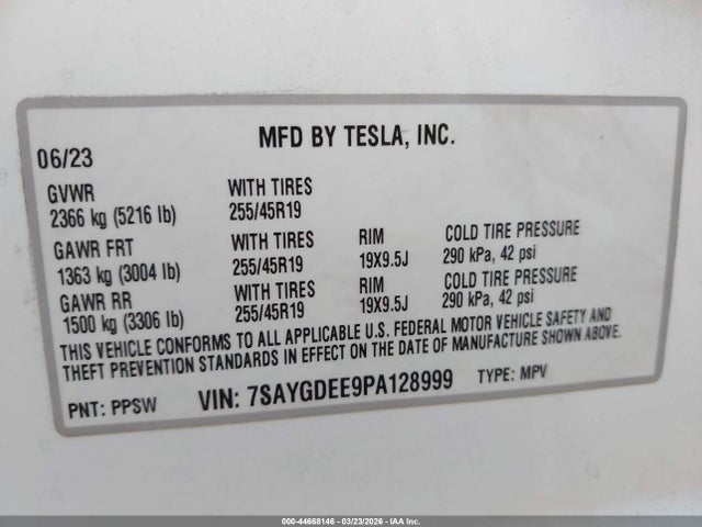 2023 TESLA MODEL Y 7SAYGDEE9PA128999 Photo 8