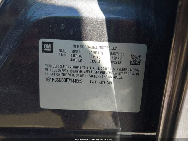 Chevrolet Cruze 1lt Auto 2015 1G1PC5SB3F7144569 Image 9