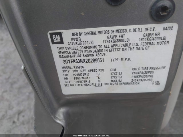 2002 CADILLAC ESCALADE EXT 3GYEK63NX2G289651 Photo 8