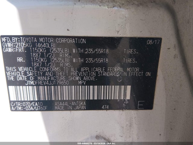 JTMDFREV4JJ179650 Toyota Rav4 Limited