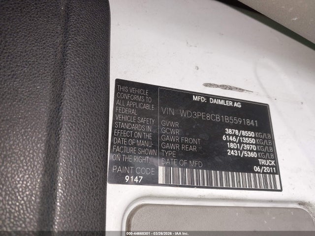 Aukcja sprzedaży 2011 Mercedes-benz Sprinter 2500 High Roof, vin: WD3PE8CB1B5591841, numer aukcji: 44668301