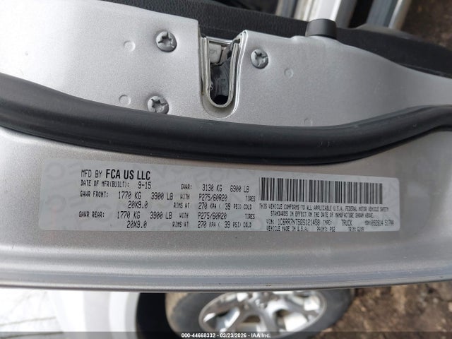 Продаж на аукціоні авто 2016 Ram 1500 Laramie, vin: 1C6RR7NT5GS121458, номер лоту: 44668332