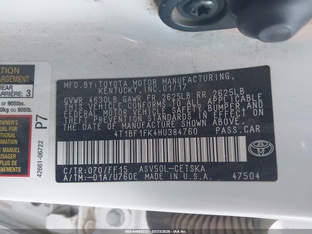 Toyota CAMRY SE 2017 4T1BF1FK4HU384760 Image 9