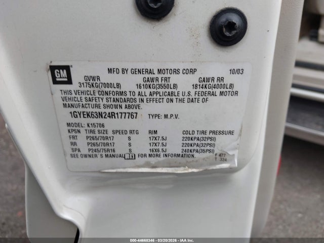 2004 CADILLAC ESCALADE 1GYEK63N24R177767 Photo 8