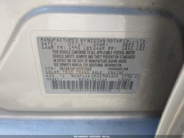 Nissan SENTRA SV 2017 3N1AB7AP1HY373443 Image 9