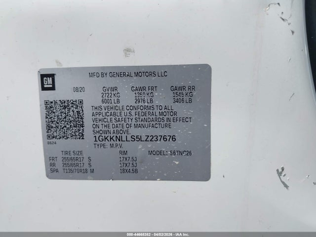 Продажа на аукционе авто 2020 Gmc Acadia Awd At4, vin: 1GKKNLLS5LZ237676, номер лота: 44668382