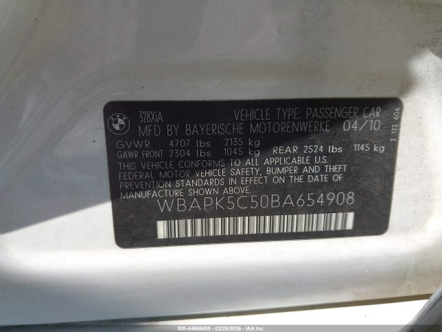 Продаж на аукціоні авто 2011 Bmw 328i Xdrive, vin: WBAPK5C50BA654908, номер лоту: 44668400