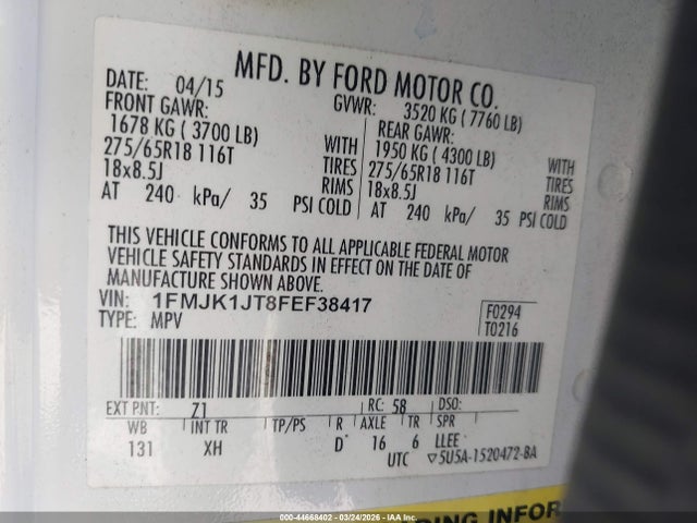 2015 FORD EXPEDITION EL 1FMJK1JT8FEF38417 Photo 8