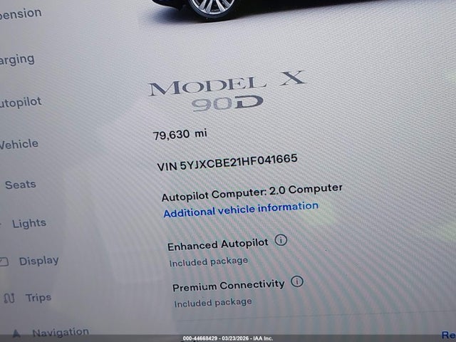 Aukcja sprzedaży 2017 Tesla Model X 100d/75d/90d, vin: 5YJXCBE21HF041665, numer aukcji: 44668429