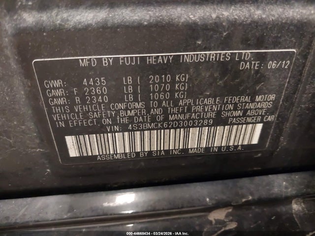 Продаж на аукціоні авто 2013 Subaru Legacy 2.5i Limited, vin: 4S3BMCK62D3003289, номер лоту: 44668434