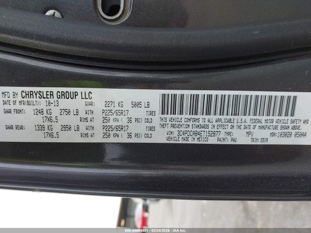 2014 Dodge Journey American Value Pkg მანქანა იყიდება აუქციონზე, vin: 3C4PDCAB4ET152877, აუქციონის ნომერი: 44668451