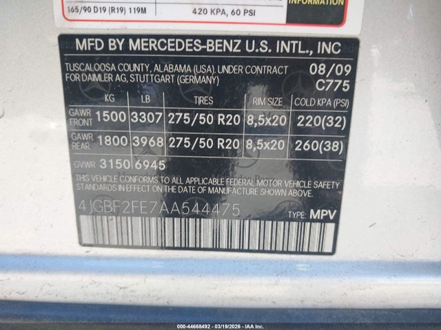 Продаж на аукціоні авто 2010 Mercedes-benz Gl 350 Bluetec 4matic, vin: 4JGBF2FE7AA544475, номер лоту: 44668492